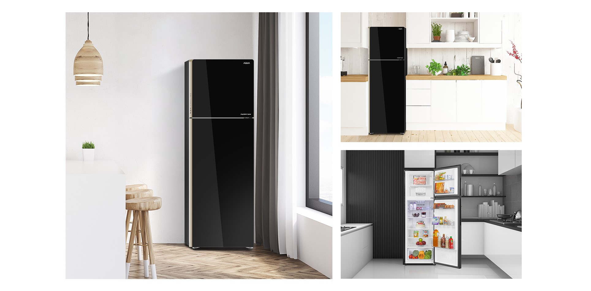 Tủ lạnh AQUA AQR-IG288EN với thiết kế tinh tế giúp không gian căn bếp của bạn thêm nổi bật và hiện đại hơn. 