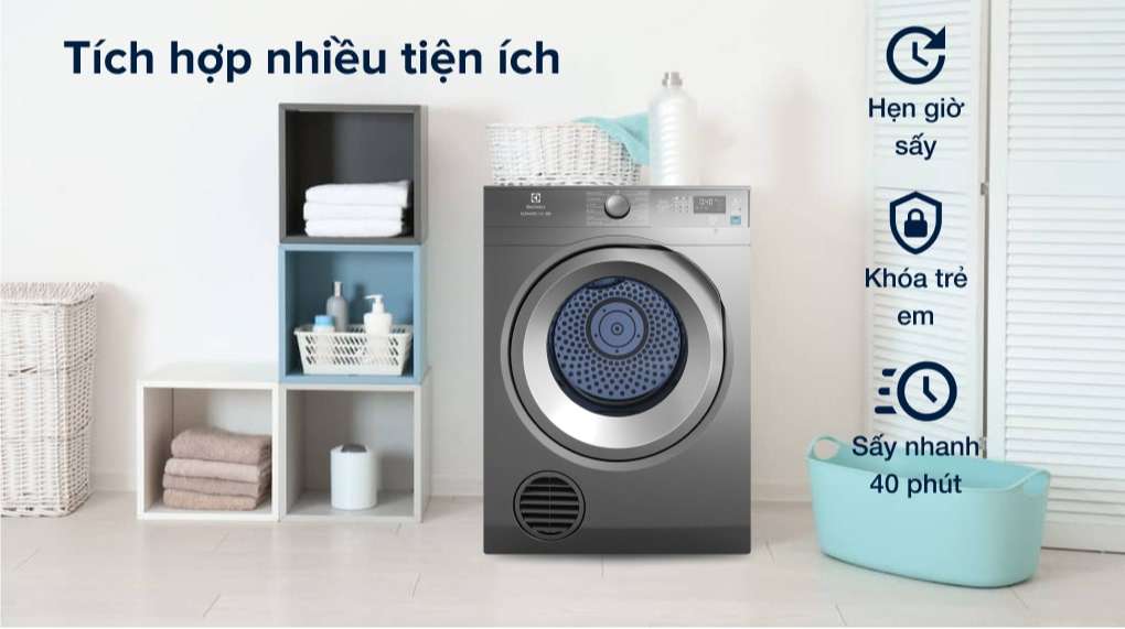 Máy sấy Electrolux 8.5kg EDS854N3SB Lồng Ngang EDS854N3SB