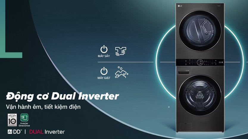 Tháp giặt sấy LG WashTower Inverter giặt 14 kg - sấy 10 kg WT1410NHB