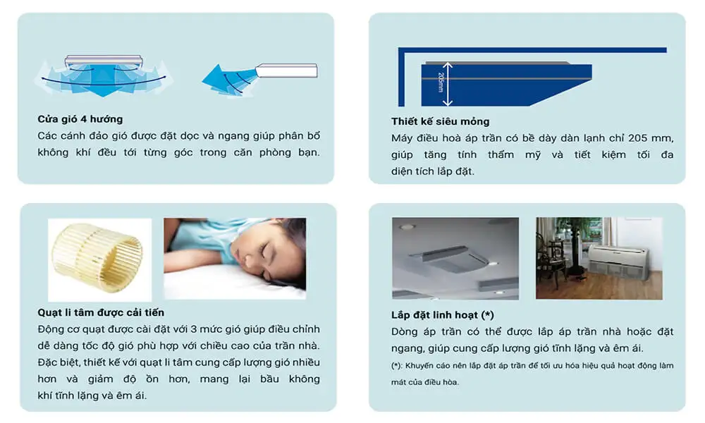 Điều hòa áp trần 1 chiều 50.000BTU Casper CFC50TL22 2 tính năng điều hòa casper áp trần