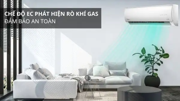 điều hòa Midea Inverter 1HP MSAF6 10CDN8 có chức năng EC giúp phát hiện rò rỉ gas hiệu quả