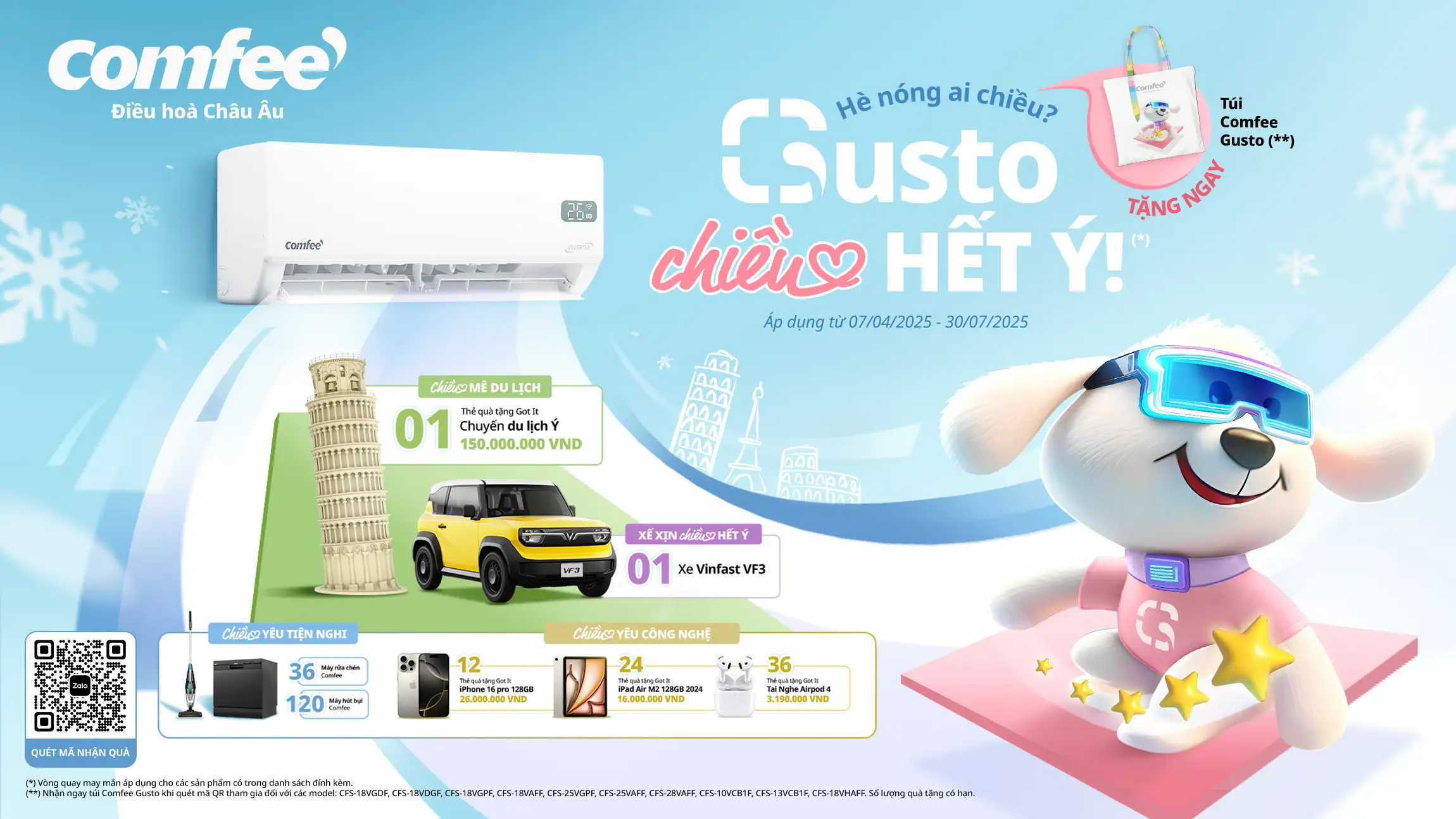 Chương trình khuyến mại Comfee 2025: Hè nóng ai chiều? Gusto chiều hết ý!