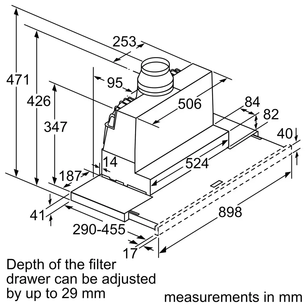 Máy hút mùi âm tủ Bosch DFS097A51B 1 quạt hút 11 may hut mui bosch dfs097a51b 1 quat hut 3