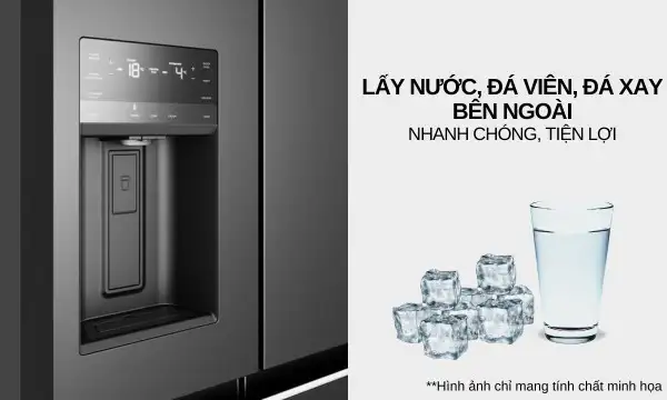Tủ lạnh 4 cánh Inverter UltimateTaste 900 - Xám đậm Glossy, 609L, EQE6879A-B 8 Tủ lạnh Electrolux Inverter 609 lít EQE6879A-B Ngăn lấy nước mát và đá viên/đá xay bên ngoài