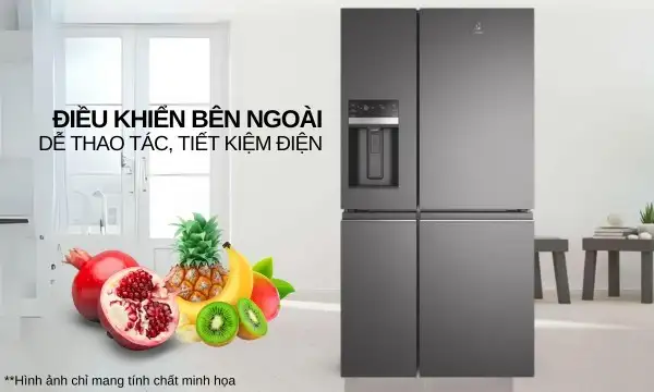 Tủ lạnh 4 cánh Inverter UltimateTaste 900 - Xám đậm Glossy, 609L, EQE6879A-B 12 Tủ lạnh Electrolux Inverter 609 lít EQE6879A-B Bảng điều khiển bên ngoài