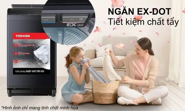 Máy giặt Lồng đứng Inverter 15kg AW-DUHN1600LV(MG) 6 Máy giặt Toshiba Inverter 15 kg AW-DUHN1600LV(MG) Ngăn Ex-dot lớn tự phân bổ chính xác nước giặt xả